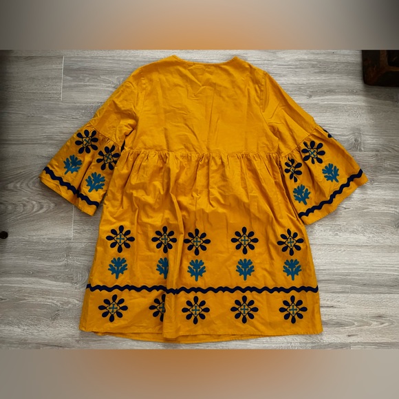 NWT Soft Surroundings Women’s  Petra dress Yellow and Blue Embroidered Dress L - Picture 8 of 8